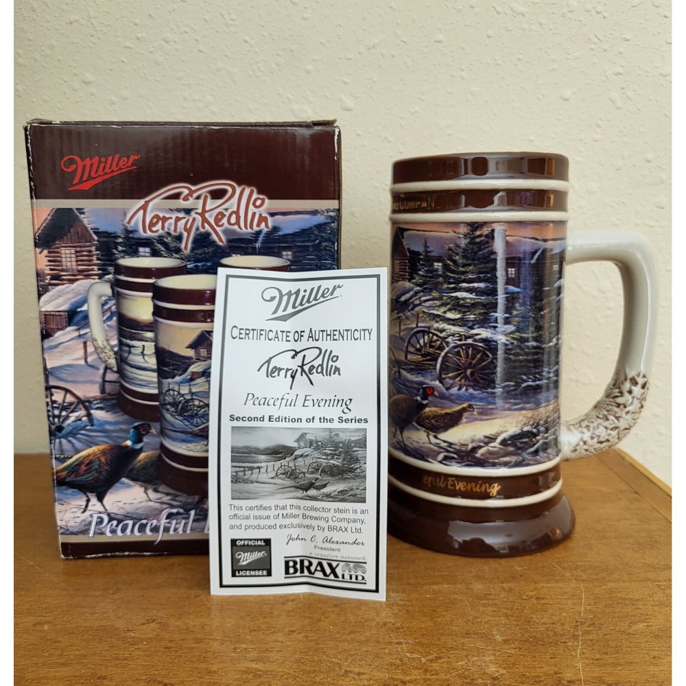 2007 Miller Terry Redlin Collector Stein Peaceful Evening Box Authenticity Card